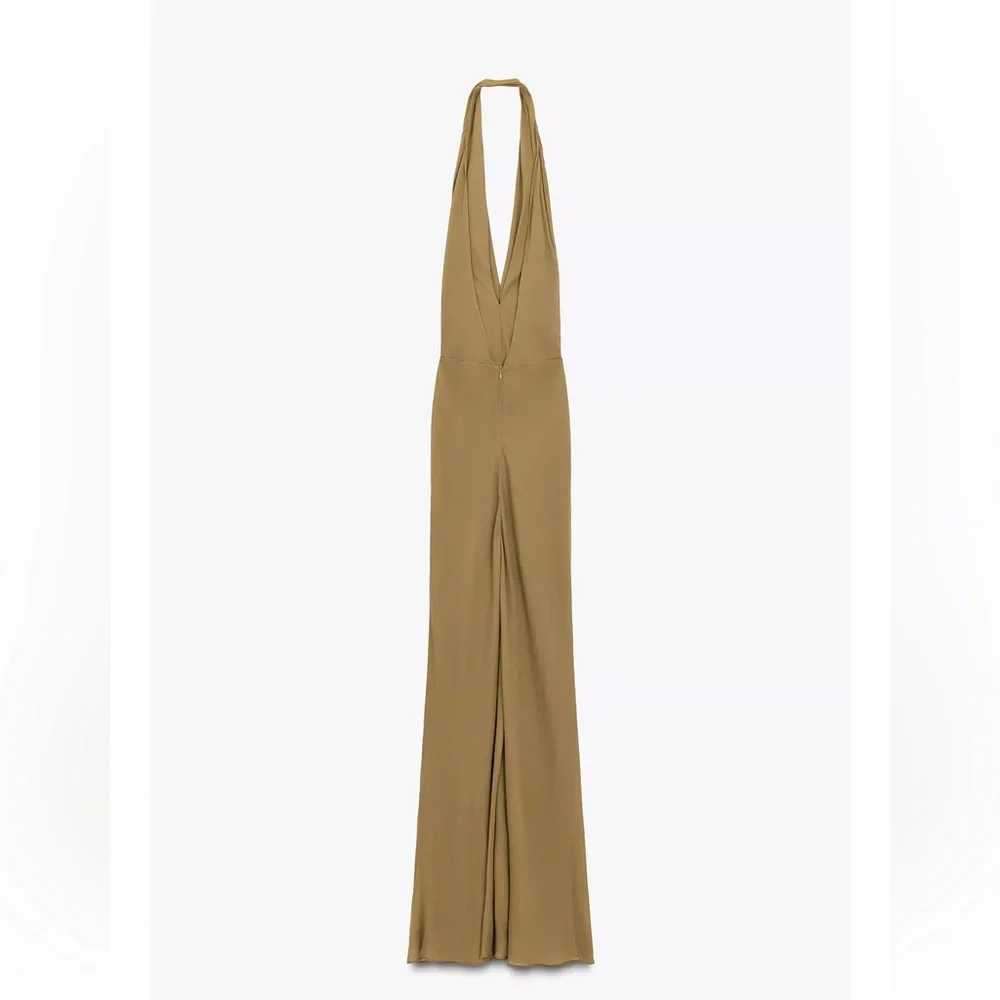 ZARA LIMITED EDITION DRAPED HALTER LONG DRESS - Picture 4 of 5